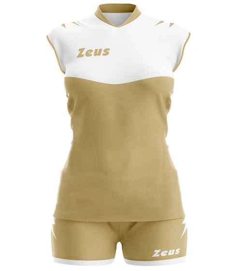 Дамски волейболен екип Kit Sara - бяло-златно